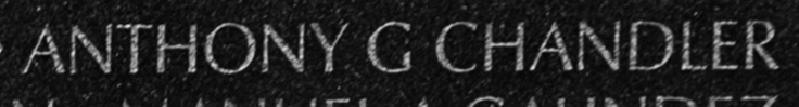 Chandler's name inscribed in the wall